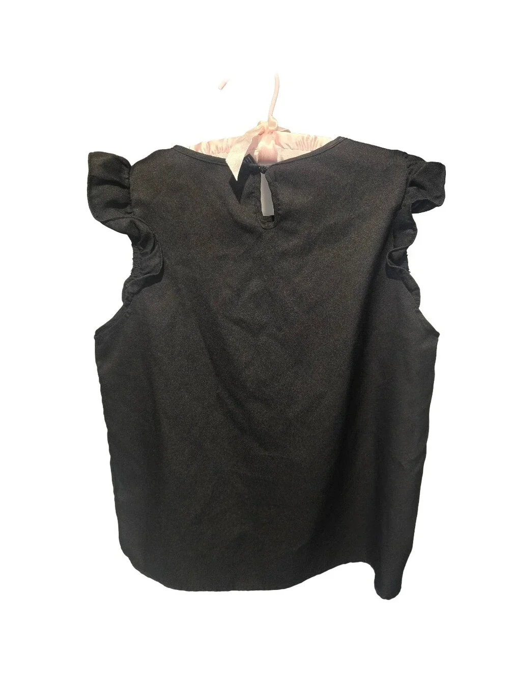 Black Ruffle Sleeve Top, Size Large - Picture 2 of 3